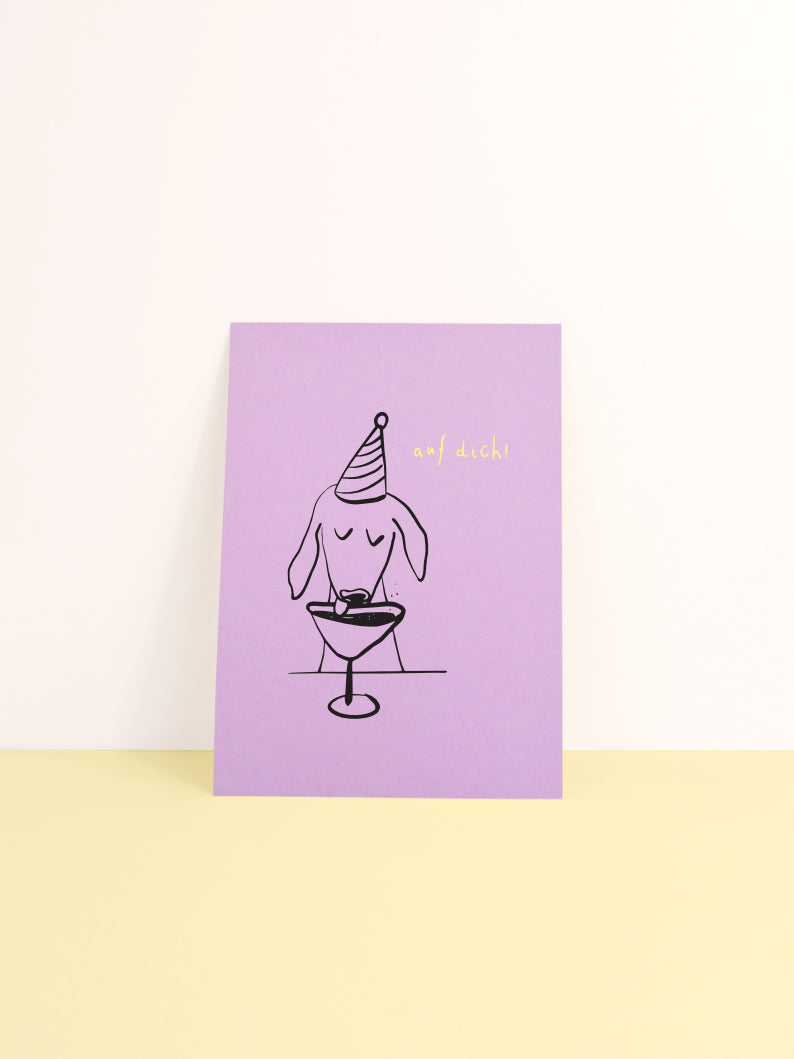 birthday dacklo - Postkarte, lilac