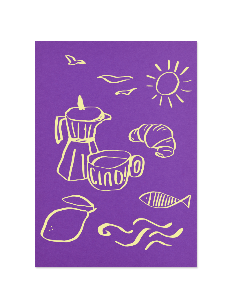 ciao!- Postkarte, purple