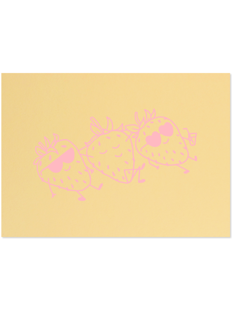 erdbeergang - Postkarte, hellgelb