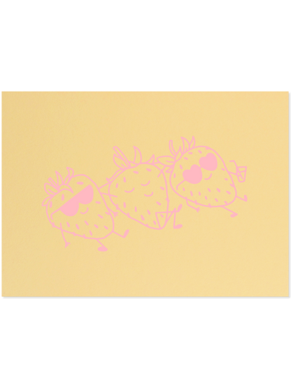 erdbeergang - Postkarte, hellgelb