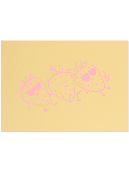 erdbeergang - Postkarte, hellgelb