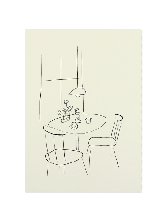café - Postkarte, offwhite