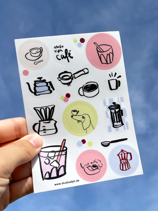 café - Stickerbogen, DIN A6
