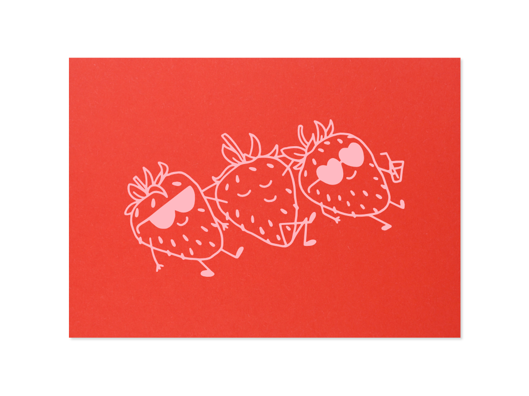 erdbeergang - Postkarte, rot
