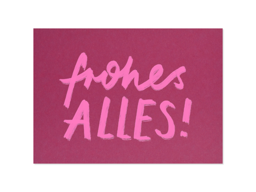 frohes alles! - Postkarte, weinrot