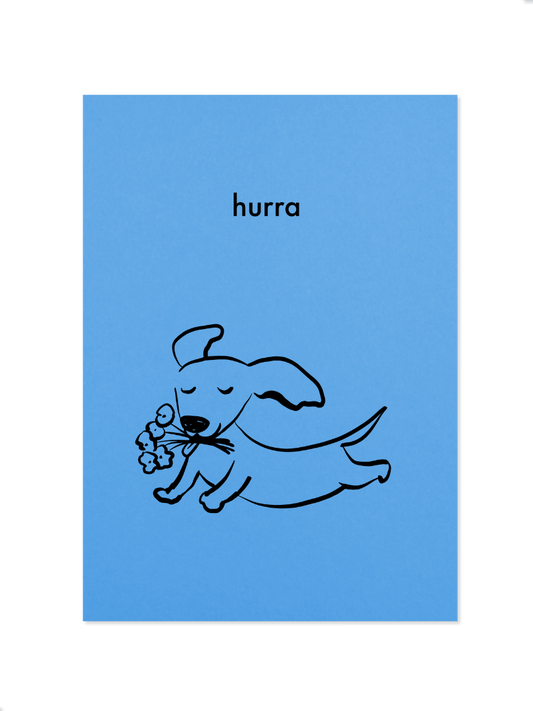 hurra - Postkarte, blau