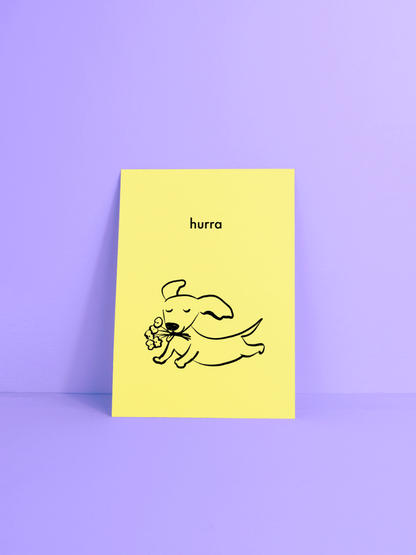 hurra - Postkarte, zitronengelb