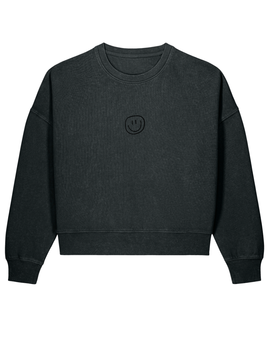 little smile - Women Sweater, vintage black