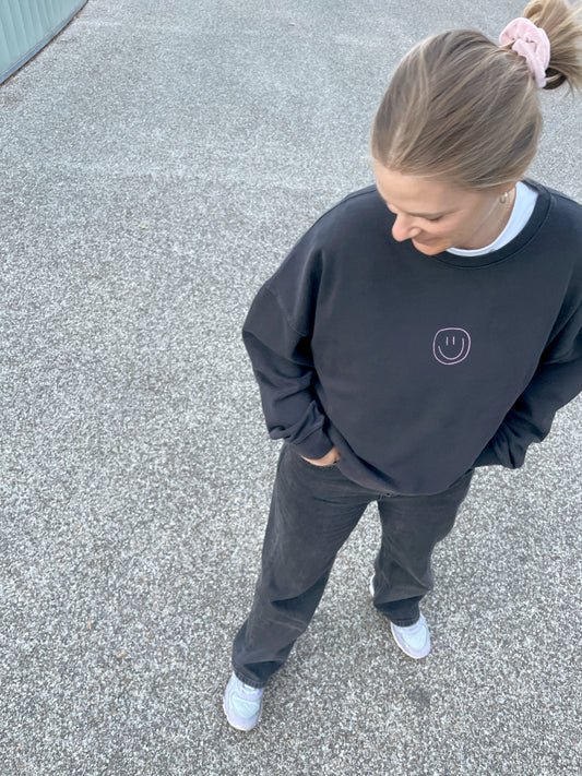 little smile - Women Sweater, vintage black - rosa