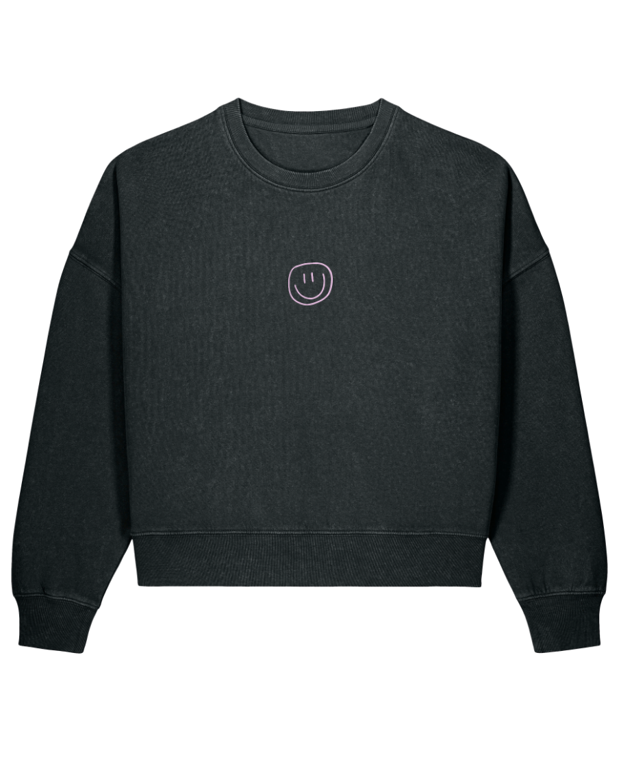 little smile - Women Sweater, vintage black - rosa