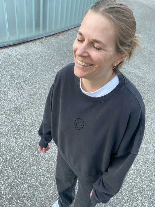little smile - Women Sweater, vintage black