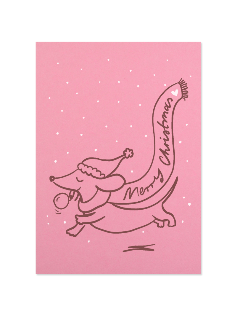 merry christmas - Postkarte, pink