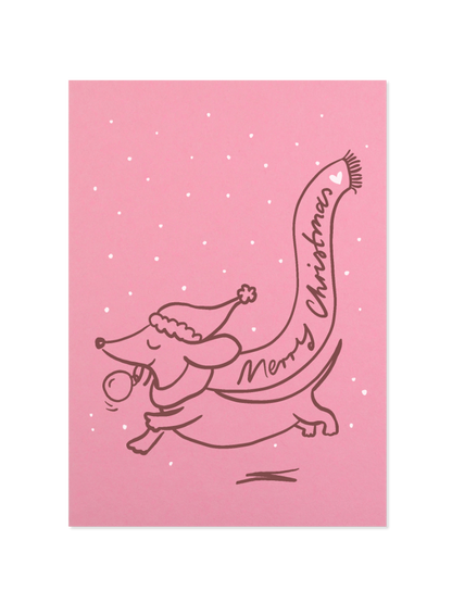 merry christmas - Postkarte, pink