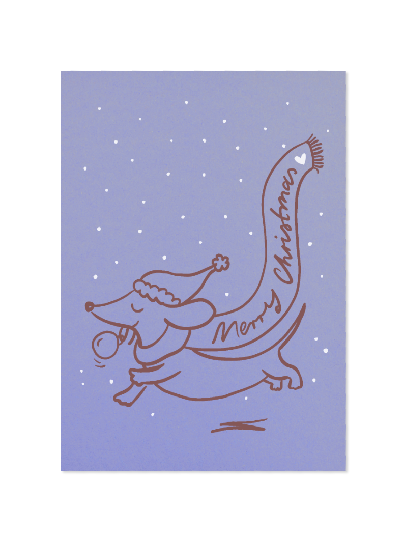 merry christmas - Postkarte, veilchenblau