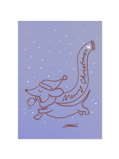 merry christmas - Postkarte, veilchenblau