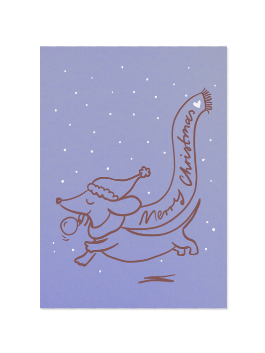 merry christmas - Postkarte, veilchenblau