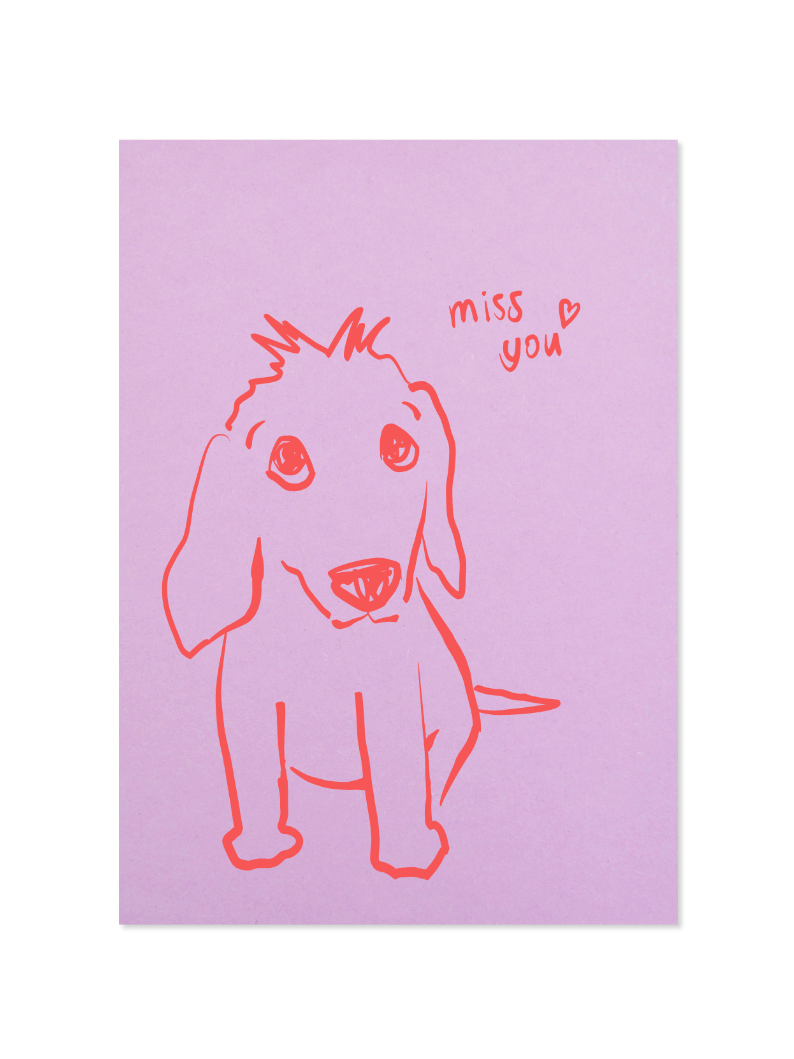 miss you - Postkarte, lilac