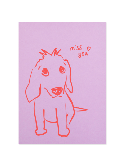 miss you - Postkarte, lilac
