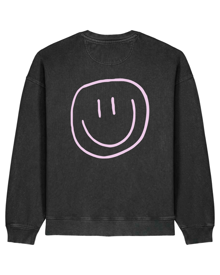 smiley - Unisex Sweater, vintage black - rosa