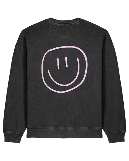 smiley - Unisex Sweater, vintage black - rosa