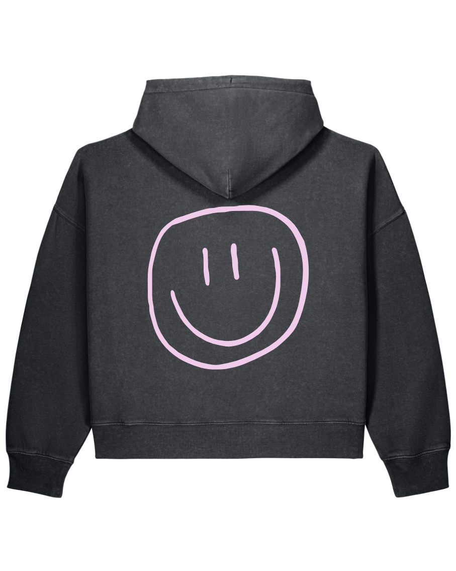 smiley - Women Hoodie, vintage black - rosa