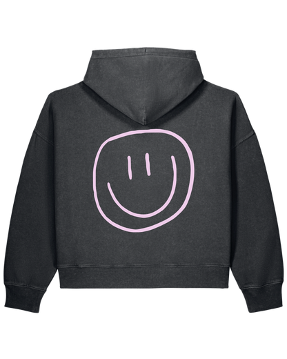 smiley - Women Hoodie, vintage black - rosa