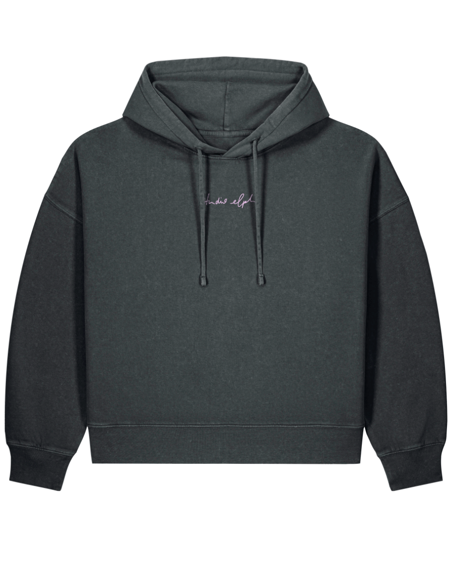 smiley - Women Hoodie, vintage black - rosa
