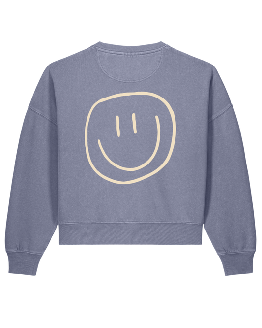 smiley - Women Sweater, vintage blue