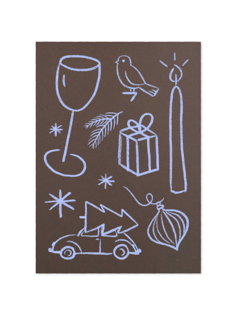 xmas - Postkarte, dunkelbraun