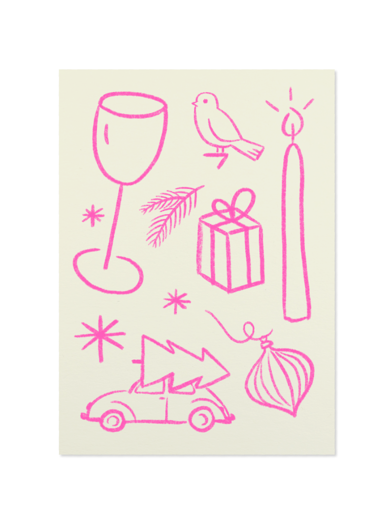 xmas - Postkarte, perlweiß