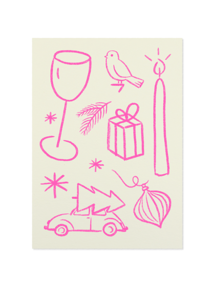 xmas - Postkarte, perlweiß